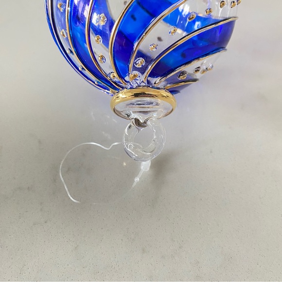 Blue, Gold And Clear Glass Colored Christmas Ornament - Picture 2 of 7